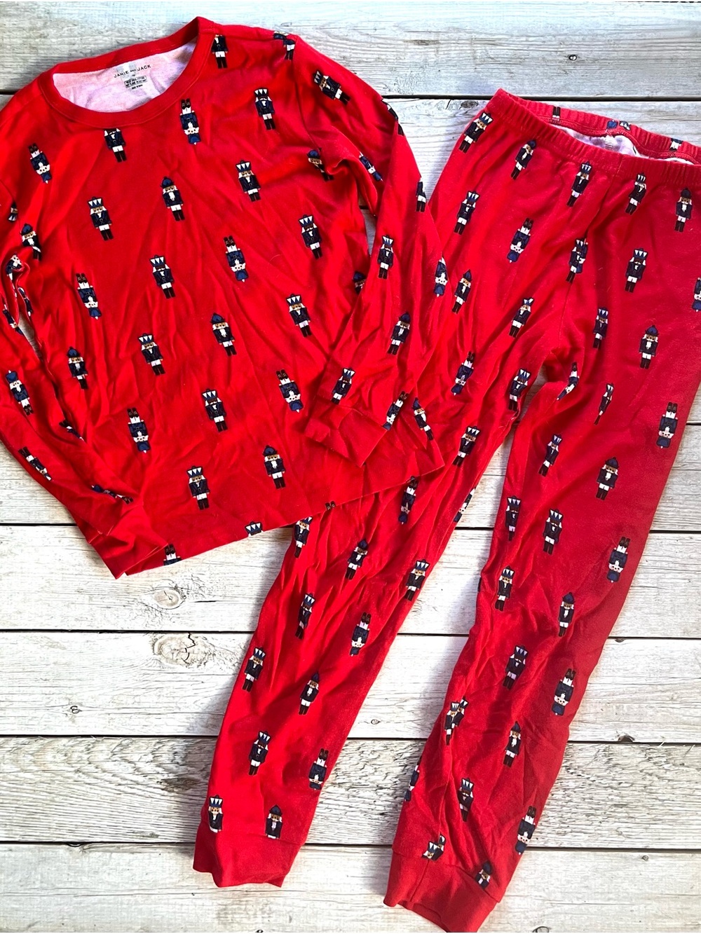 Janie and Jack Red Nutcracker Print Pajama Set